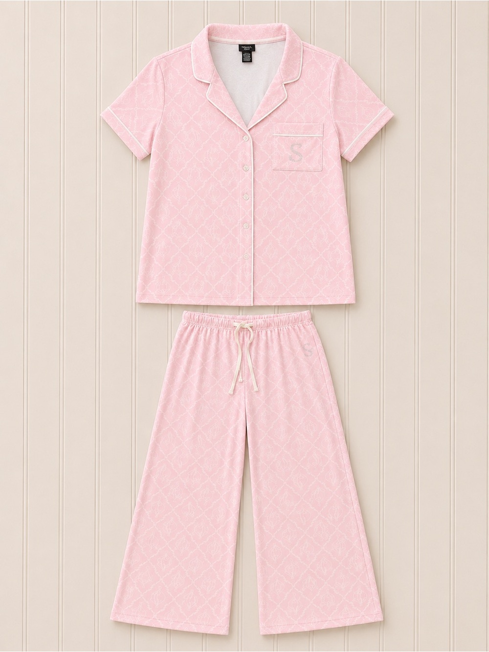 Pink Rhinestone Monogram Pajama Lounge Set NWT